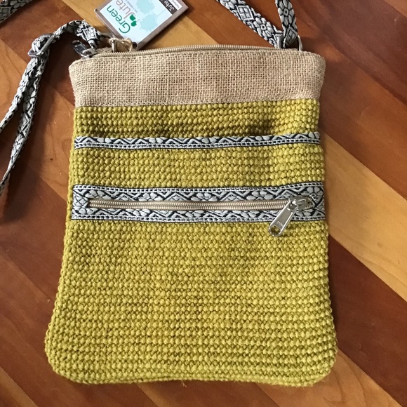 Jute Handbag Mustard Gold Yellow Hipster Sling Bag Handmade Natural Fiber New - Picture 1 of 11